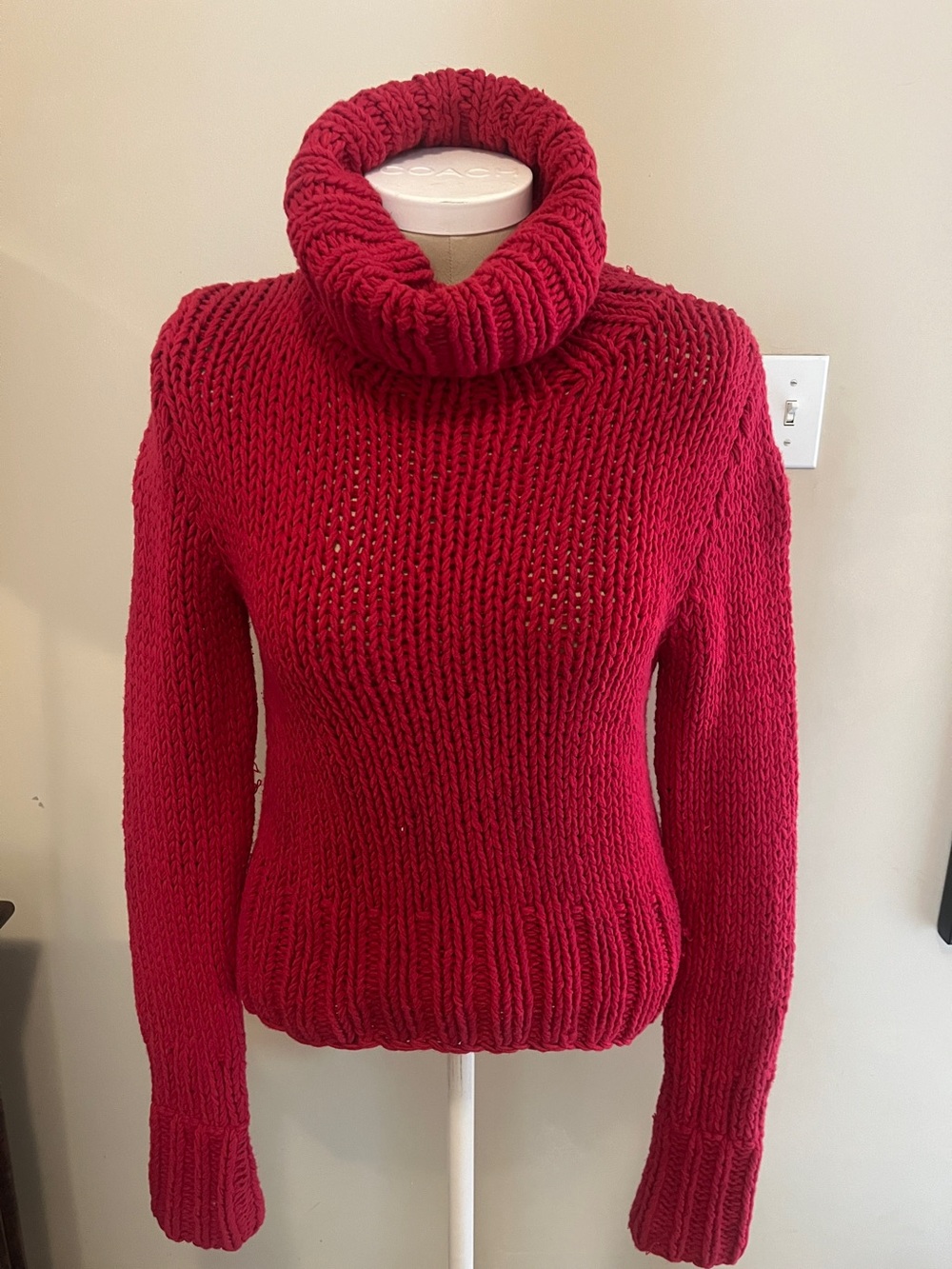 Red Limited hand knit  Chunky Knit Sweater Large
